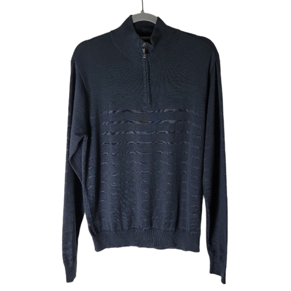 Perry Ellis mock neck pull over long sleeve men stripe sweater size medium